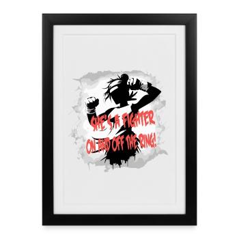 Combattante, femme dans les arts mortels - Affiche encadrée (27 × 37 cm) - noir - Devant
