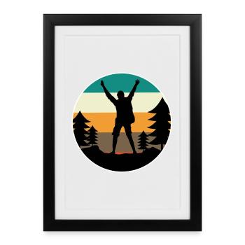 Mountain Top Hiker Hike Mountaineering Climbing - Framed poster (27 × 37 cm) - black - Front