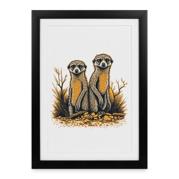 Deux suricates - Affiche encadrée (27 × 37 cm) - noir - Devant