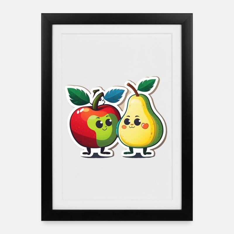 Apple and pear - Framed poster (27 × 37 cm) - black