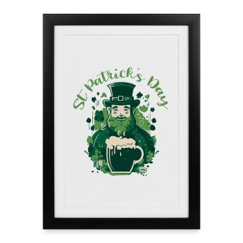 Tee de la Saint-Patrick: Leprechaun & Beer Fun! - Affiche encadrée (27 × 37 cm) - noir - Devant