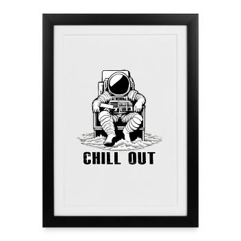 Astronaut, chill out - Framed poster (27 × 37 cm) - black - Front