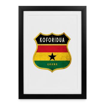 Design du drapeau du Koforidua Ghana - Affiche encadrée (27 × 37 cm) - noir - Devant