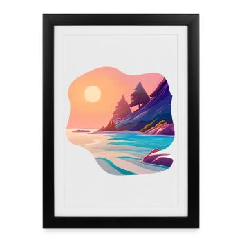 Vacances Sunrise Sea Island - Affiche encadrée (27 × 37 cm) - noir - Devant