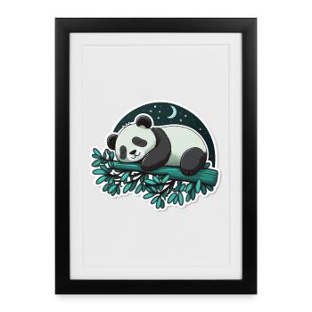 Panda endormi - Affiche encadrée (27 × 37 cm) - noir - Devant