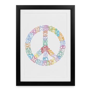 Peacezeichen-Figuren - Gerahmtes Poster (27 × 37 cm) - Schwarz - Vorne