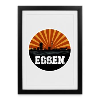 Rétro alimentaire Skyline - Affiche encadrée (27 × 37 cm) - noir - Devant