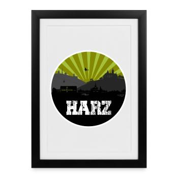 Résine Retro Skyline - Affiche encadrée (27 × 37 cm) - noir - Devant