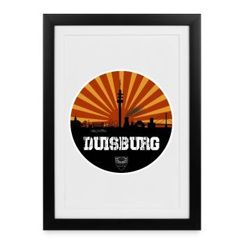 Duisburg Retro Skyline - Framed poster (27 × 37 cm) - black - Front