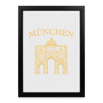 Porte de la Victoire emblématique Munich - Affiche encadrée (27 × 37 cm) - noir - Devant