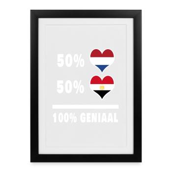 Egypte et Pays-Bas 100% Genius Flag - Affiche encadrée (27 × 37 cm) - noir - Devant