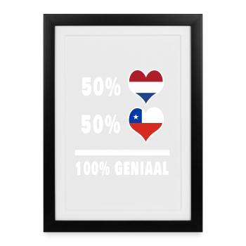 Chili et Pays-Bas 100% Genius Flag - Affiche encadrée (27 × 37 cm) - noir - Devant