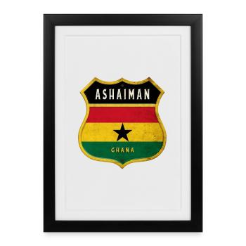 Design du drapeau Ashaiman du Ghana - Affiche encadrée (27 × 37 cm) - noir - Devant