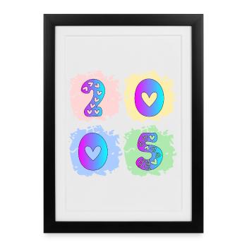 Année de naissance 2005 - 21e anniversaire - Affiche encadrée (27 × 37 cm) - noir - Devant