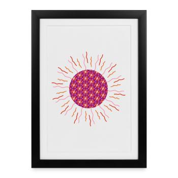 Sun mandala pink - Framed poster (27 × 37 cm) - black - Front