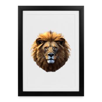 Lion, tête de lion - Affiche encadrée (27 × 37 cm) - noir - Devant
