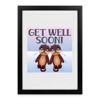 Get Well Soon Wishes - Sea Otter - ANIMAL - Framed poster (27 × 37 cm) - black - Front