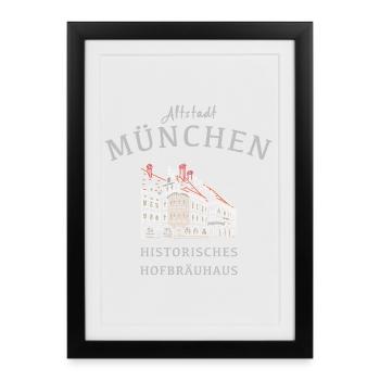 Historic Hofbräuhaus Munich, Bavaria - Framed poster (27 × 37 cm) - black - Front