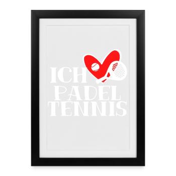 Ich Liebe Padel Statement Herz Sportart Spieler - Gerahmtes Poster (27 × 37 cm) - Schwarz - Vorne