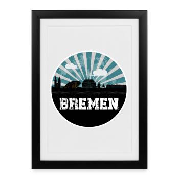 L’heure bleue de l’horizon de Brême - Affiche encadrée (27 × 37 cm) - noir - Devant
