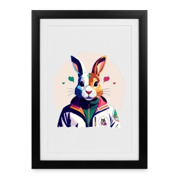 Bunny, lapin de Pâques - Affiche encadrée (27 × 37 cm) - noir - Devant