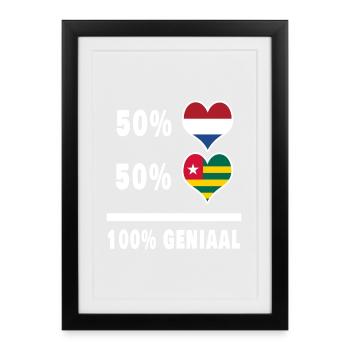 Drapeau 100% Genius du Togo et des Pays-Bas - Affiche encadrée (27 × 37 cm) - noir - Devant
