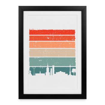 T-shirt dégradé Sunset Skyline - Affiche encadrée (27 × 37 cm) - noir - Devant