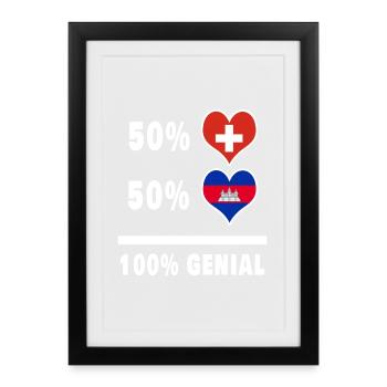 Cambodge et Suisse 100% Awesome Flag - Affiche encadrée (27 × 37 cm) - noir - Devant