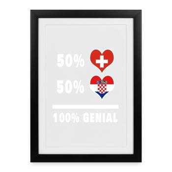 Croatie et Suisse 100% Drapeau Génial - Affiche encadrée (27 × 37 cm) - noir - Devant