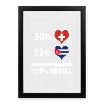 Cuba et Suisse 100% Drapeau Génial - Affiche encadrée (27 × 37 cm) - noir - Devant