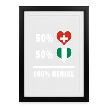 Nigeria et Suisse 100% Awesome Flag - Affiche encadrée (27 × 37 cm) - noir - Devant