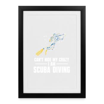 Scuba Diving Design de sports aquatiques - Affiche encadrée (27 × 37 cm) - noir - Devant