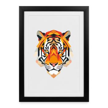 Stylized Tiger, Geometric - Framed poster (27 × 37 cm) - black - Front