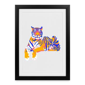 Tigre de peinture allongé - Affiche encadrée (27 × 37 cm) - noir - Devant