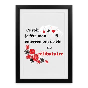 Futur Marié Poker. Enterrement vie célibataire EVG - Affiche encadrée (27 × 37 cm) - noir - Devant