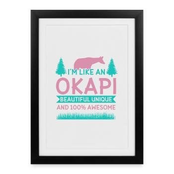 Okapi wild giraffes design - Framed poster (27 × 37 cm) - black - Front