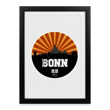 Bonn Skyline Rétro - Affiche encadrée (27 × 37 cm) - noir - Devant
