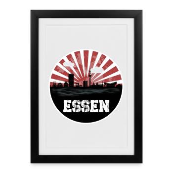 Jeu à domicile Essen Skyline - Affiche encadrée (27 × 37 cm) - noir - Devant