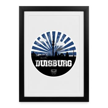 Match à domicile de Duisburg Skyline - Affiche encadrée (27 × 37 cm) - noir - Devant