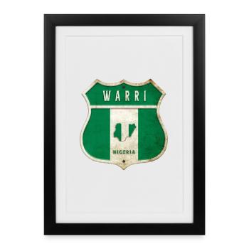 Design du drapeau du Nigéria de Warri - Affiche encadrée (27 × 37 cm) - noir - Devant