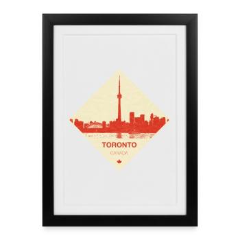 Toronto Skyline Red Vintage Diamond - Framed poster (27 × 37 cm) - black - Front