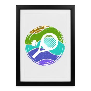 Padel tennis sport Balles de raquette - Affiche encadrée (27 × 37 cm) - noir - Devant