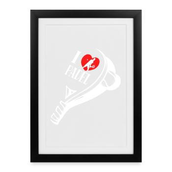 Raquette de balles J’aime Padel Déclaration de cœur - Affiche encadrée (27 × 37 cm) - noir - Devant