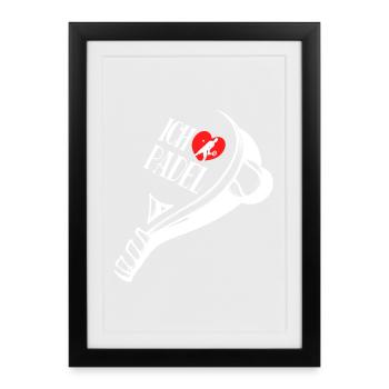 Heart I Love Padel Statement Entraînement des joueurs - Affiche encadrée (27 × 37 cm) - noir - Devant