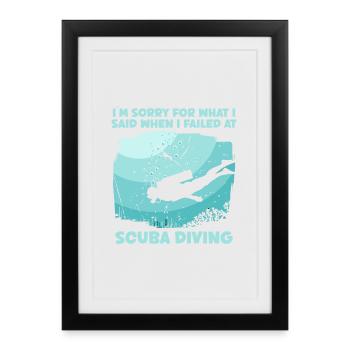 Scuba Diver Océan Plongeur - Affiche encadrée (27 × 37 cm) - noir - Devant