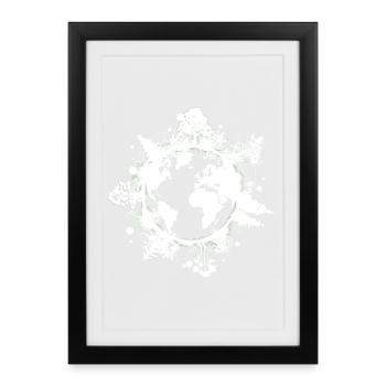 Planète Terre, Arbres, Protection du Climat, Environnement - Affiche encadrée (27 × 37 cm) - noir - Devant