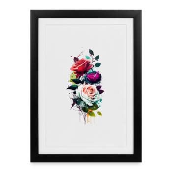 Belles Roses Fleurs Mutertag Cadeau - Affiche encadrée (27 × 37 cm) - noir - Devant