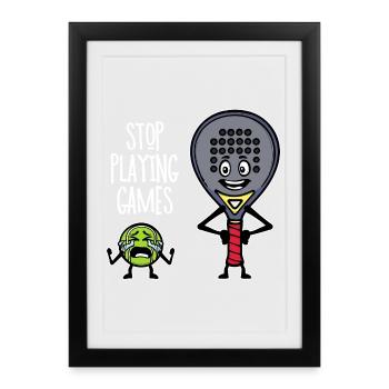 Spieler Padel Schläger Padelteam Statement Trainer - Gerahmtes Poster (27 × 37 cm) - Schwarz - Vorne