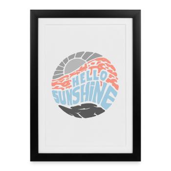 Bonjour Sunshine! Été, soleil, vacances - Affiche encadrée (27 × 37 cm) - noir - Devant