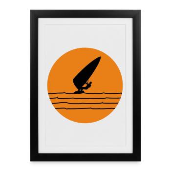 Planche à voile - Affiche encadrée (27 × 37 cm) - noir - Devant
